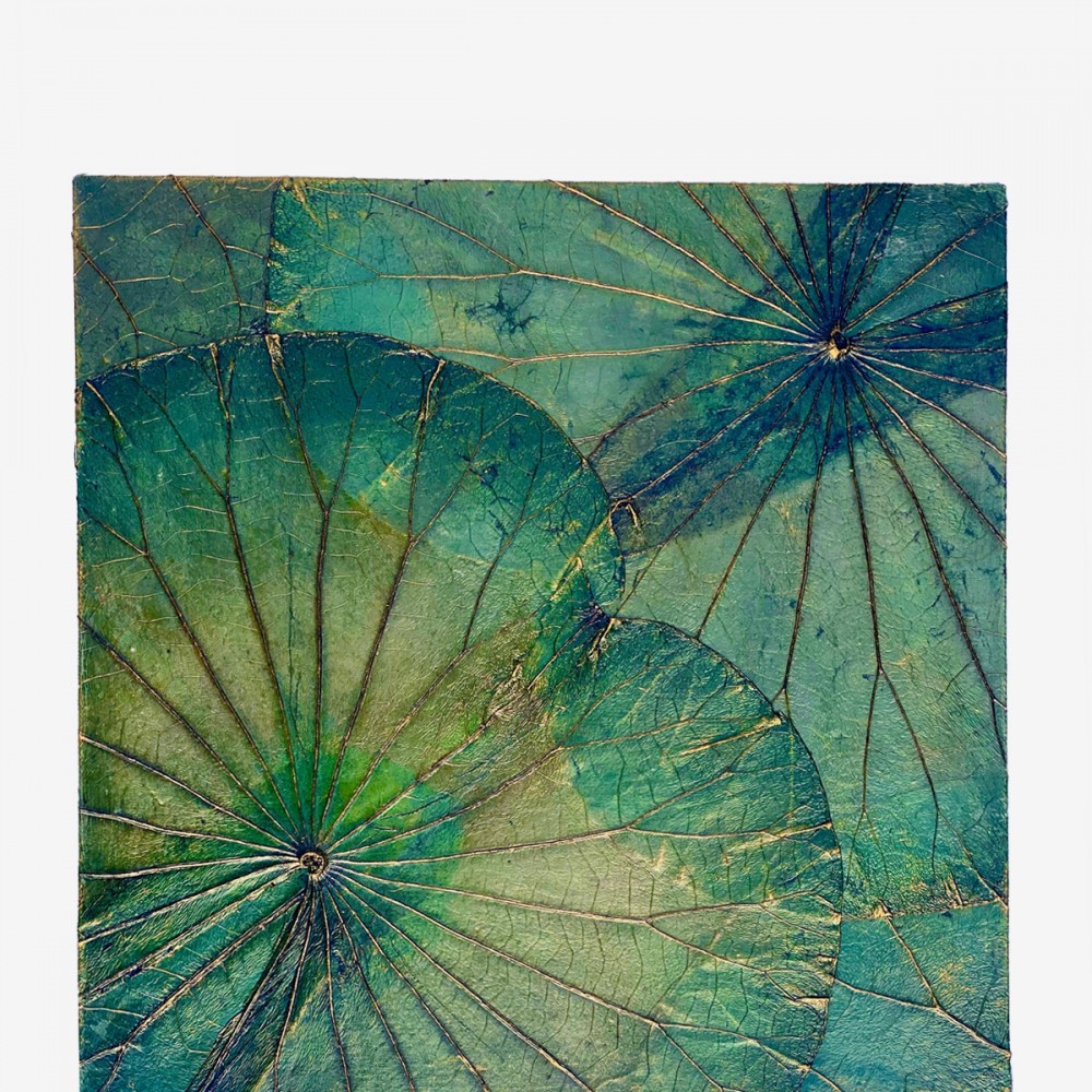 Wanddekor Lotus, grün - ca. 30x30x4 cm
